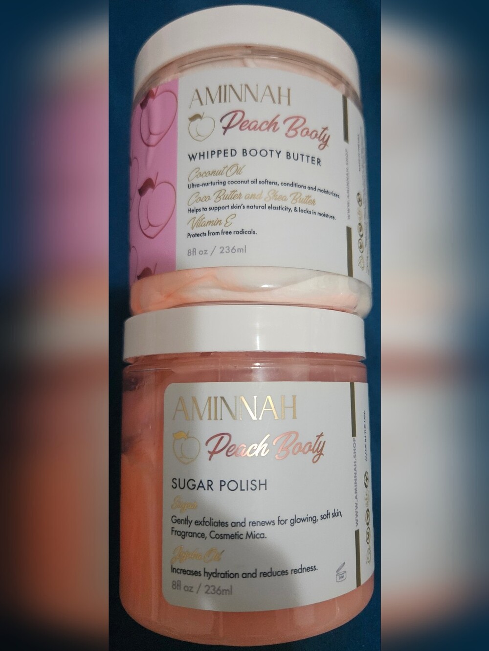 AMINNAH Peach Booty Whipped Booty Butter & Sugar Polish - Peach Pink